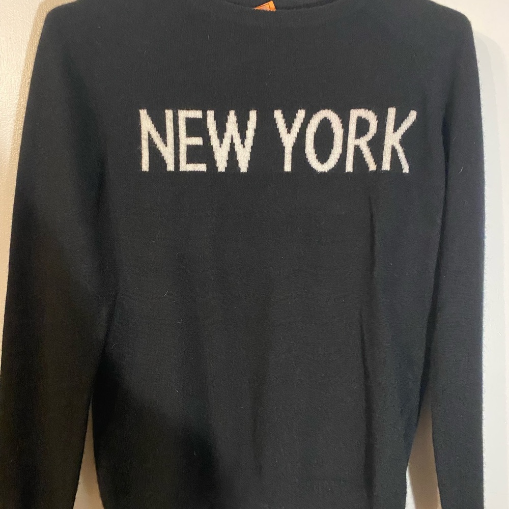 Philosophy cashmere Black Sweater with White 'New York' Text
